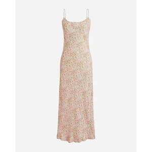 J. CREW Gwyneth Cupro Blend Slip Midi Dress Floral Scattered Blooms Beach 10